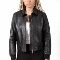BETTY SHEEP BLACK  - AUTHENTIC WOMENS BLACK LEATHER JACKET