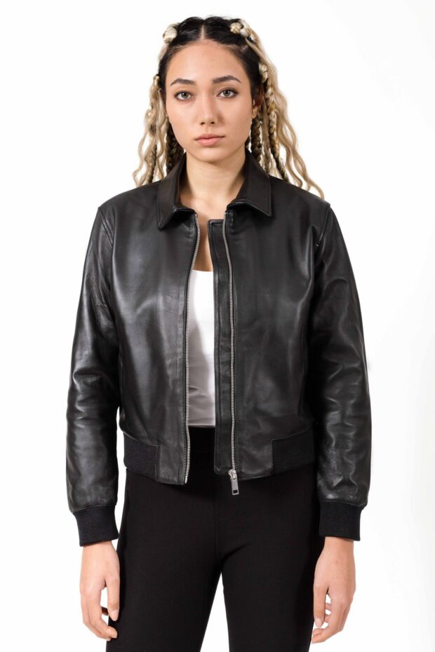 BETTY SHEEP BLACK  - AUTHENTIC WOMENS BLACK LEATHER JACKET