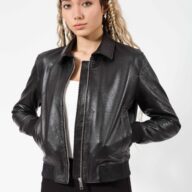 BETTY SHEEP BLACK  - AUTHENTIC WOMENS BLACK LEATHER JACKET