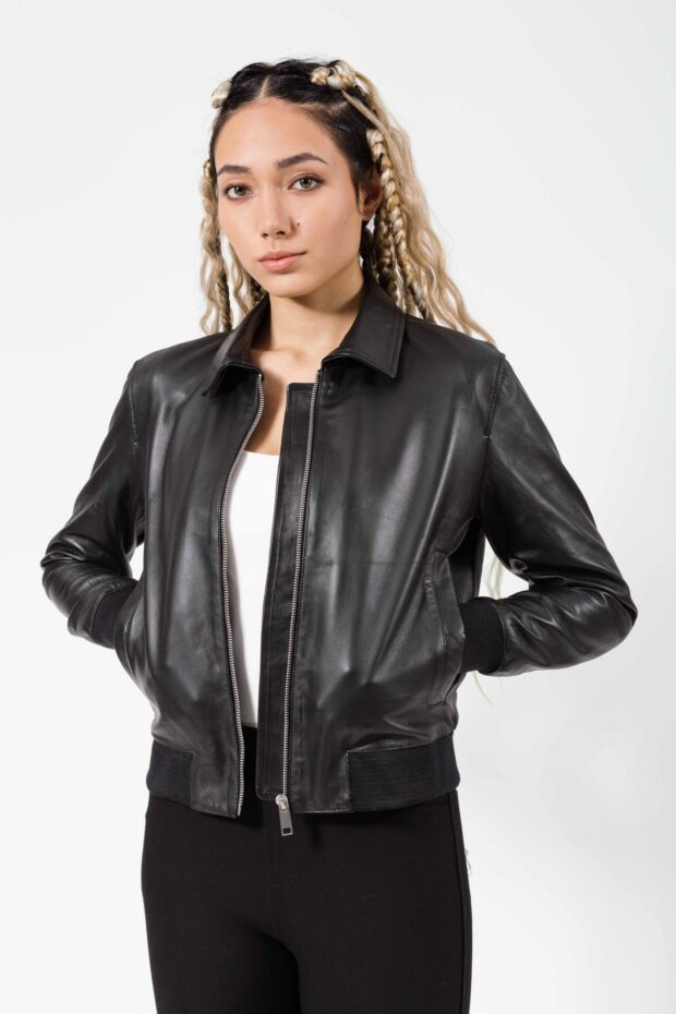 BETTY SHEEP BLACK  - AUTHENTIC WOMENS BLACK LEATHER JACKET