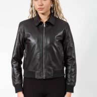 BETTY SHEEP BLACK  - AUTHENTIC WOMENS BLACK LEATHER JACKET