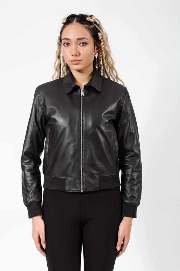 BETTY SHEEP BLACK  - AUTHENTIC WOMENS BLACK LEATHER JACKET