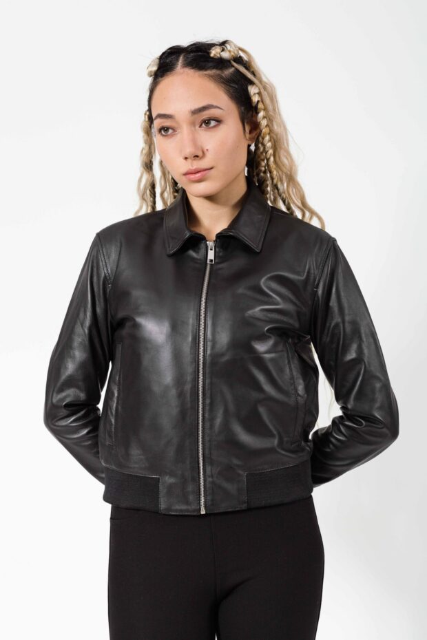 BETTY SHEEP BLACK  - AUTHENTIC WOMENS BLACK LEATHER JACKET