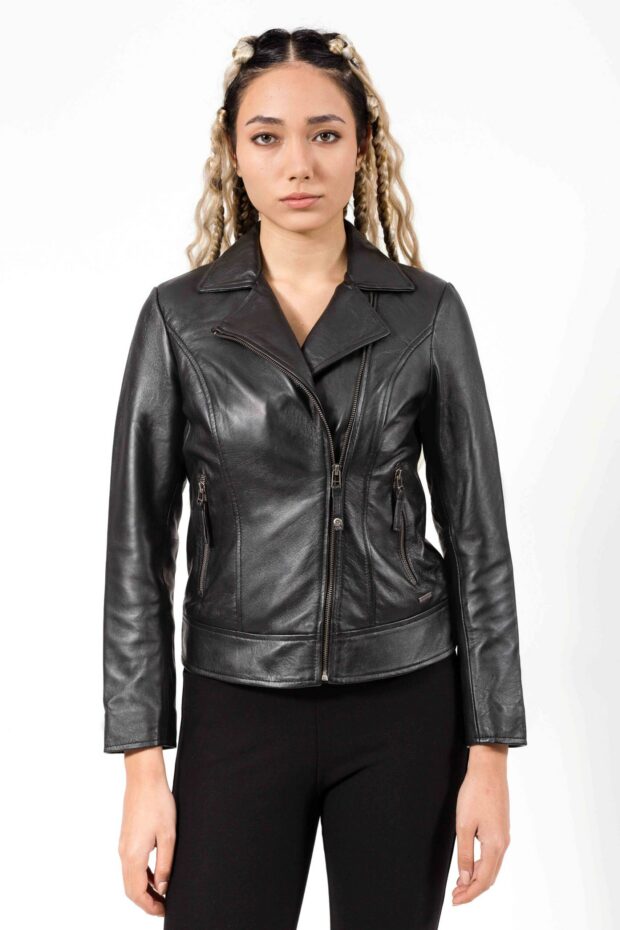 ROXY SHEEP BLACK - AUTHENTIC WOMENS BLACK LEATHER JACKET