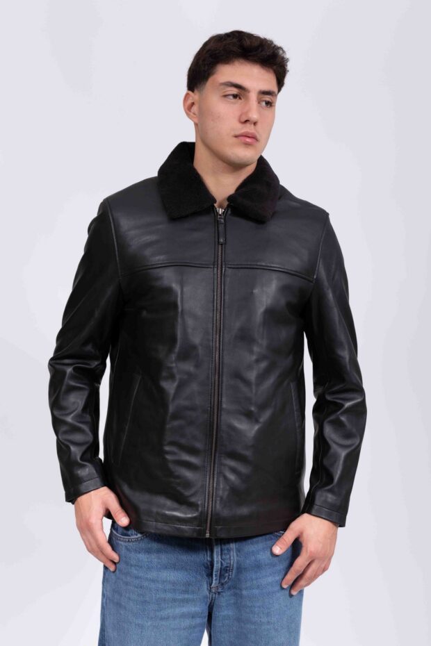 FRISCO Z SHEEP BLACK - AUTHENTIC MEN’S BLACK LEATHER JACKET