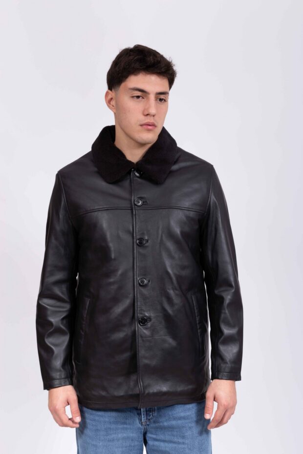FRISCO B SHEEP BLACK - AUTHENTIC MEN’S BLACK LEATHER JACKET