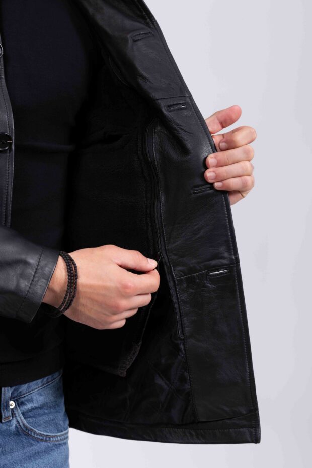 FRISCO B SHEEP BLACK - AUTHENTIC MEN’S BLACK LEATHER JACKET