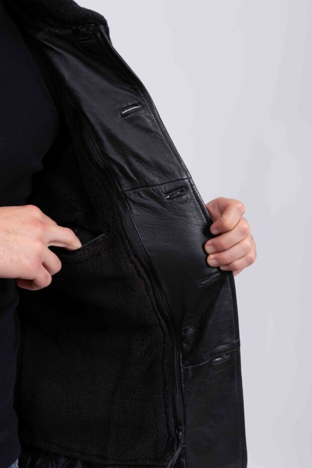 FRISCO B SHEEP BLACK - AUTHENTIC MEN’S BLACK LEATHER JACKET