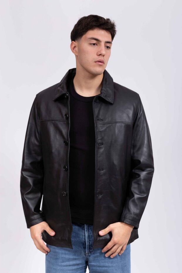FRISCO B SHEEP BLACK - AUTHENTIC MEN’S BLACK LEATHER JACKET