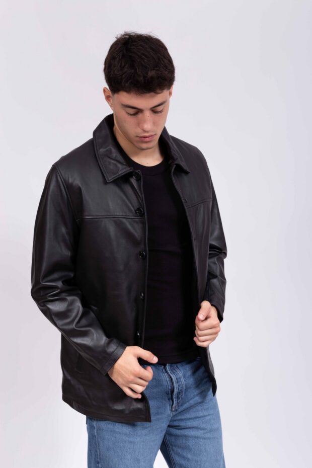FRISCO B SHEEP BLACK - AUTHENTIC MEN’S BLACK LEATHER JACKET