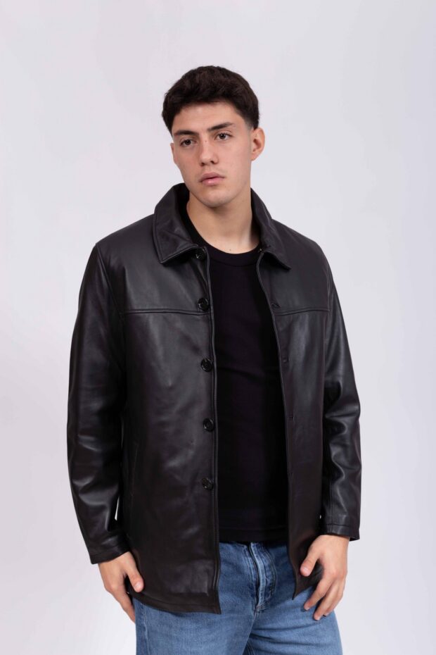 FRISCO B SHEEP BLACK - AUTHENTIC MEN’S BLACK LEATHER JACKET