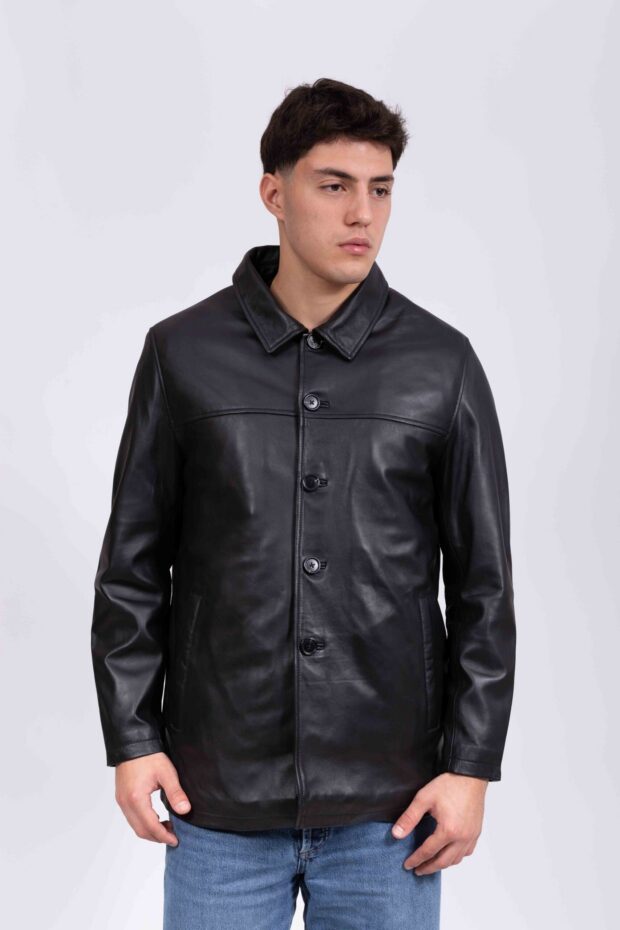 FRISCO B SHEEP BLACK - AUTHENTIC MEN’S BLACK LEATHER JACKET