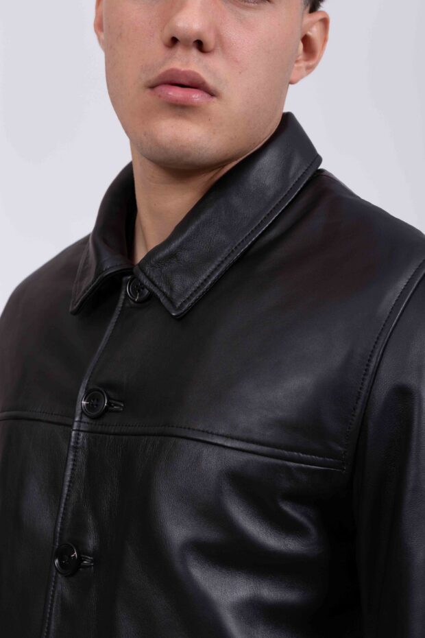 FRISCO B SHEEP BLACK - AUTHENTIC MEN’S BLACK LEATHER JACKET