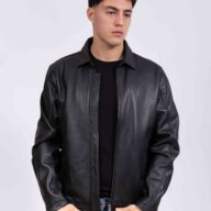 X RAY COLLAR SHEEP BLACK - AUTHENTIC MEN’S BLACK LEATHER JACKET
