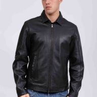 X RAY COLLAR SHEEP BLACK - AUTHENTIC MEN’S BLACK LEATHER JACKET