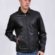 X RAY COLLAR SHEEP BLACK - AUTHENTIC MEN’S BLACK LEATHER JACKET