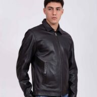 X RAY COLLAR SHEEP BLACK - AUTHENTIC MEN’S BLACK LEATHER JACKET
