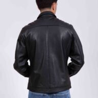 X RAY COLLAR SHEEP BLACK - AUTHENTIC MEN’S BLACK LEATHER JACKET