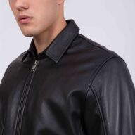 X RAY COLLAR SHEEP BLACK - AUTHENTIC MEN’S BLACK LEATHER JACKET