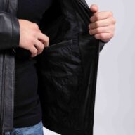 X RAY COLLAR SHEEP BLACK - AUTHENTIC MEN’S BLACK LEATHER JACKET