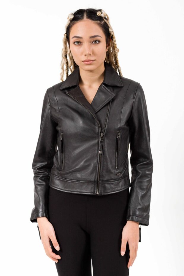 GRETA SHEEP BLACK - AUTHENTIC WOMENS BLACK LEATHER JACKET
