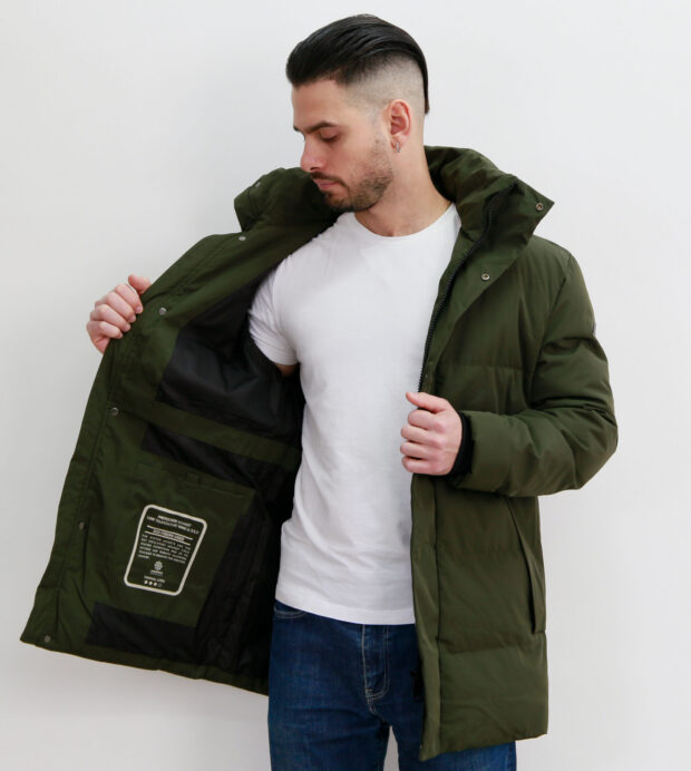 V230 OLIVE MENS PUFFER PARKA VCODE