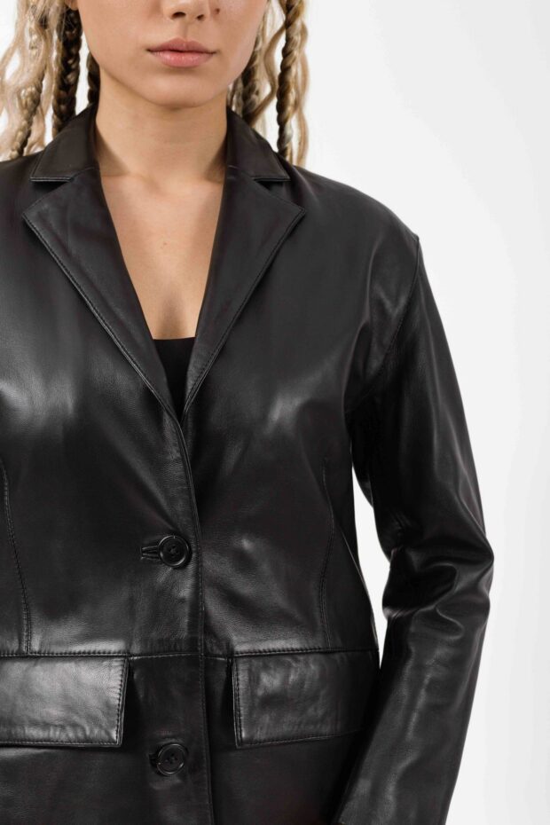 ALEXANDRA SHEEP BLACK - AUTHENTIC WOMENS BLACK LEATHER JACKET