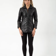 PANDORA LONG SHEEP BLACK- AUTHENTIC WOMEN’S BLACK LEATHER JACKET