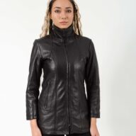 PANDORA LONG SHEEP BLACK- AUTHENTIC WOMEN’S BLACK LEATHER JACKET