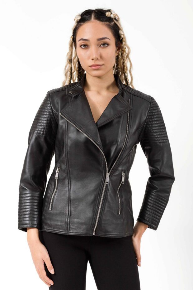 JULIE SHEEP BLACK- AUTHENTIC WOMENS BLACK LEATHER JACKET