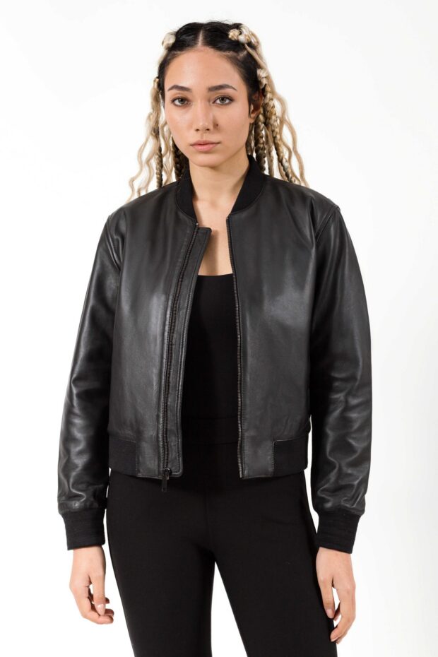 HELENE SHEEP BLACK - AUTHENTIC WOMENS BLACK LEATHER JACKET