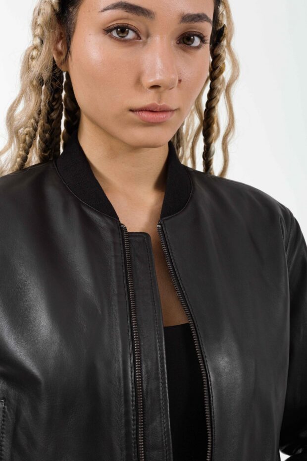 HELENE SHEEP BLACK - AUTHENTIC WOMENS BLACK LEATHER JACKET