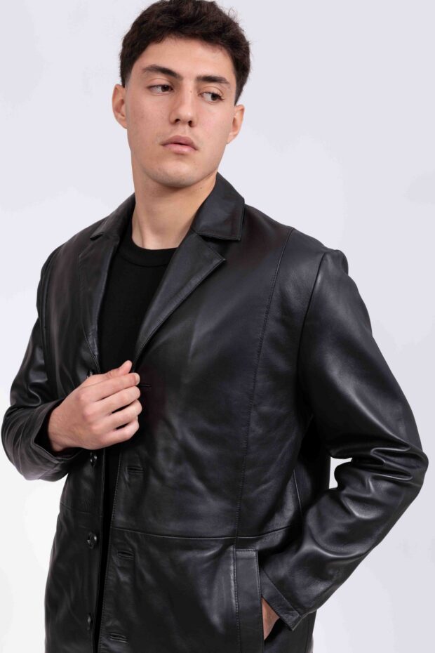 BRAD SHEEP BLACK - AUTHENTIC MEN’S BLACK LEATHER JACKET