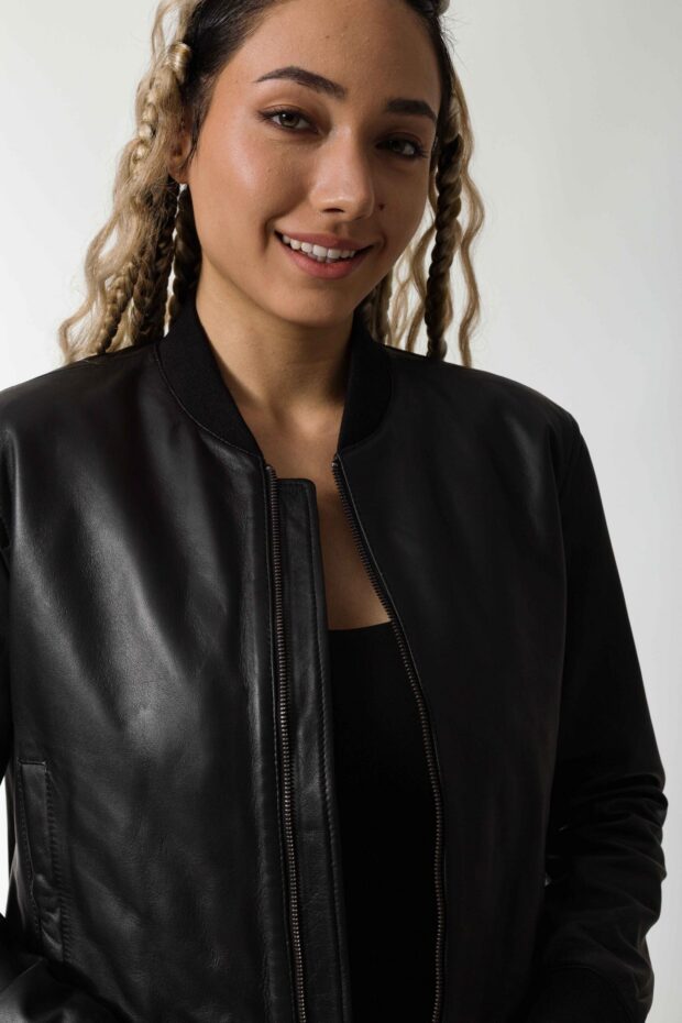 HELENE SHEEP BLACK - AUTHENTIC WOMENS BLACK LEATHER JACKET