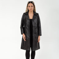 BERLIN SHEEP BLACK - AUTHENTIC WOMENS BLACK LEATHER COAT