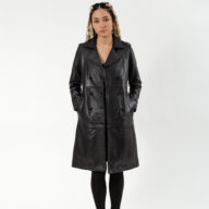 BERLIN SHEEP BLACK - AUTHENTIC WOMENS BLACK LEATHER COAT