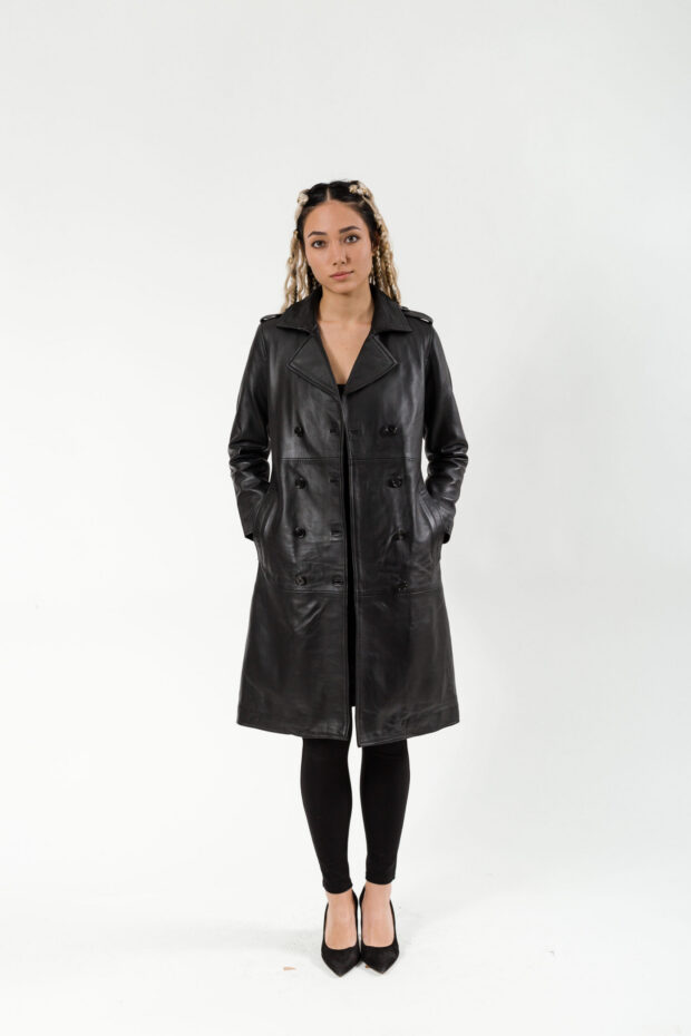 BERLIN SHEEP BLACK - AUTHENTIC WOMENS BLACK LEATHER COAT