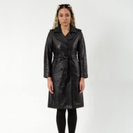 BERLIN SHEEP BLACK - AUTHENTIC WOMENS BLACK LEATHER COAT