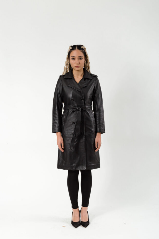 BERLIN SHEEP BLACK - AUTHENTIC WOMENS BLACK LEATHER COAT