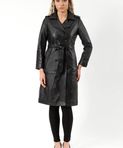 BERLIN SHEEP BLACK - AUTHENTIC WOMENS BLACK LEATHER COAT