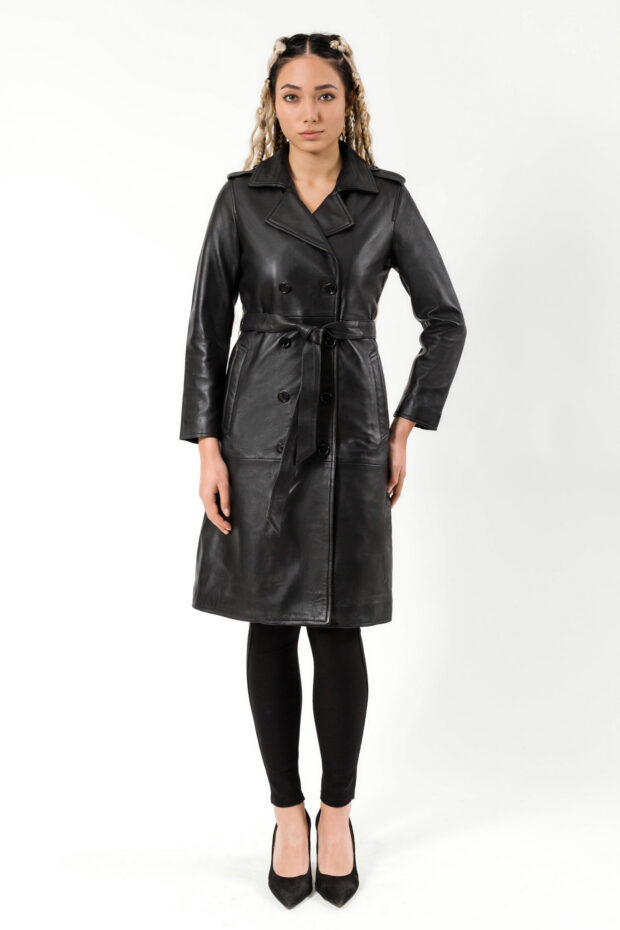 BERLIN SHEEP BLACK - AUTHENTIC WOMENS BLACK LEATHER COAT