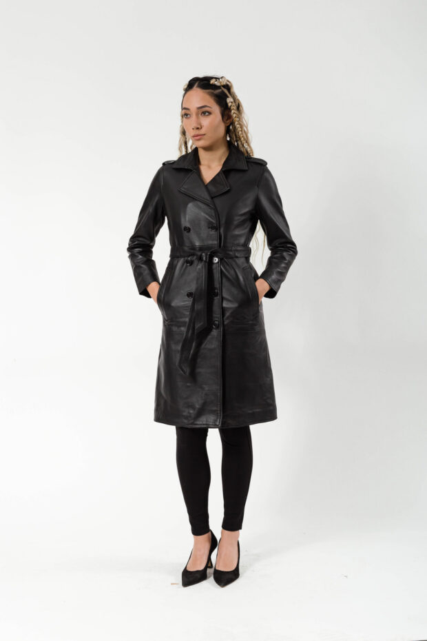 BERLIN SHEEP BLACK - AUTHENTIC WOMENS BLACK LEATHER COAT