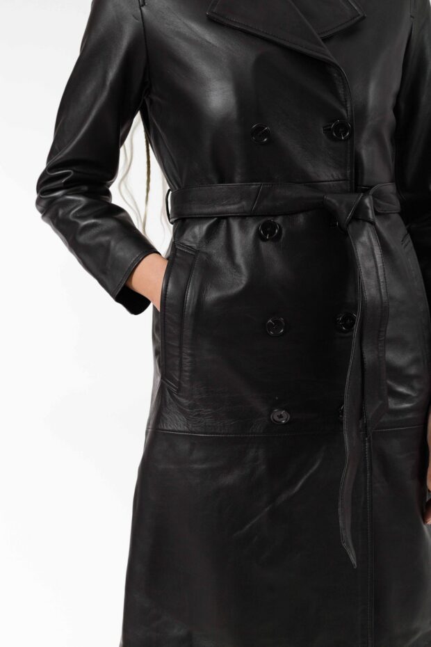 BERLIN SHEEP BLACK - AUTHENTIC WOMENS BLACK LEATHER COAT