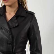 BERLIN SHEEP BLACK - AUTHENTIC WOMENS BLACK LEATHER COAT
