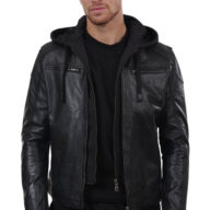 KAPPA BUFFALO BLACK - AUTHENTIC MENS BLACK LEATHER JACKET