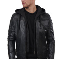 KAPPA BUFFALO BLACK - AUTHENTIC MENS BLACK LEATHER JACKET