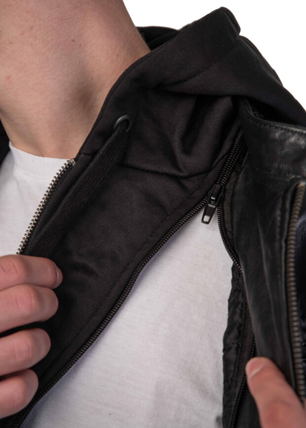 KAPPA BUFFALO BLACK - AUTHENTIC MENS BLACK LEATHER JACKET