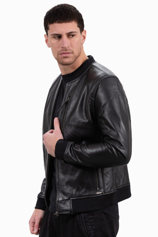 SUGAR BUFFALO BLACK - AUTHENTIC BLACK MENS LEATHER JACKET