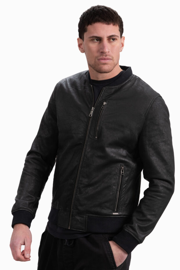 SUGAR VINTAGE SHEEP BLACK - AUTHENTIC BLACK MENS LEATHER JACKET