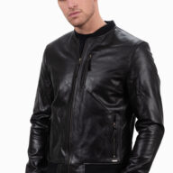 SUGAR BUFFALO BLACK - AUTHENTIC BLACK MENS LEATHER JACKET